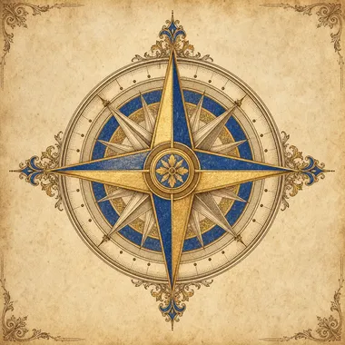 Engraved compass rose representing a balanced learning preference profile.